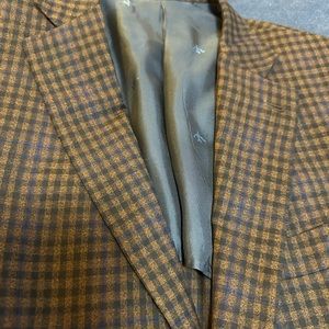 Isaia wool wore brown plaid sports jacket